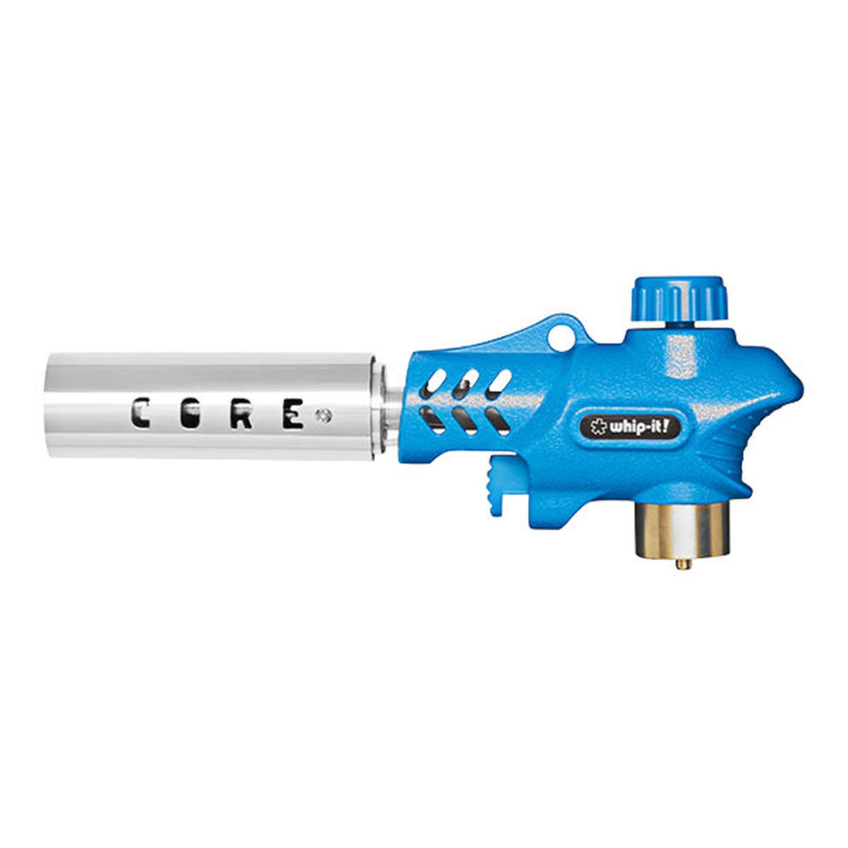 Whip-It Core Big Blue Pro Torch TC-CORE-06 with silver barrel and blue body on white background