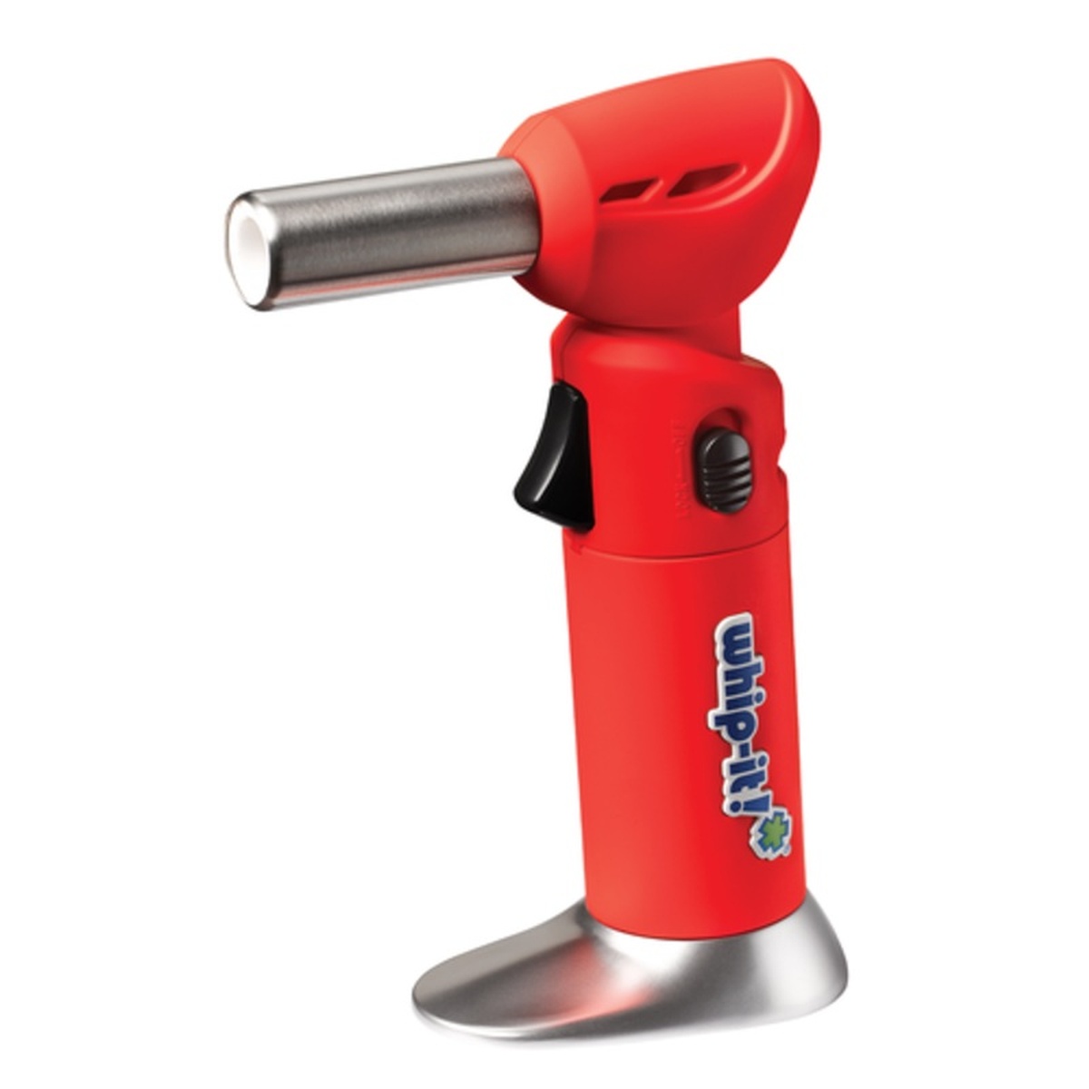 Whip-It! Flex Adjustable Head Torch in red with rotating nozzle and silver base