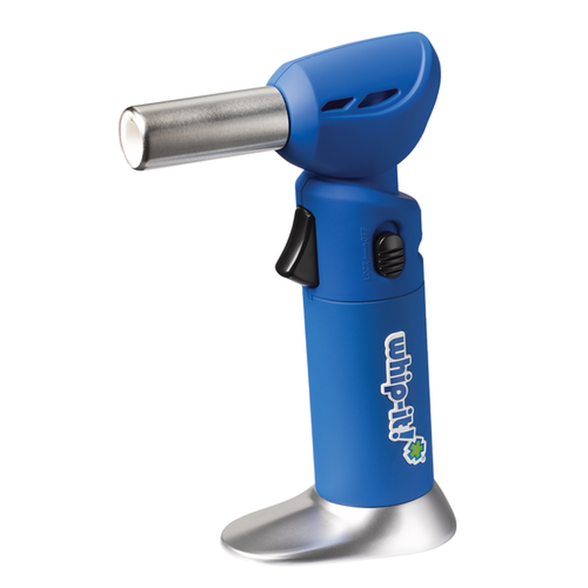 Whip-It! TC-FLEX-06R blue culinary torch with rotating nozzle and silver base