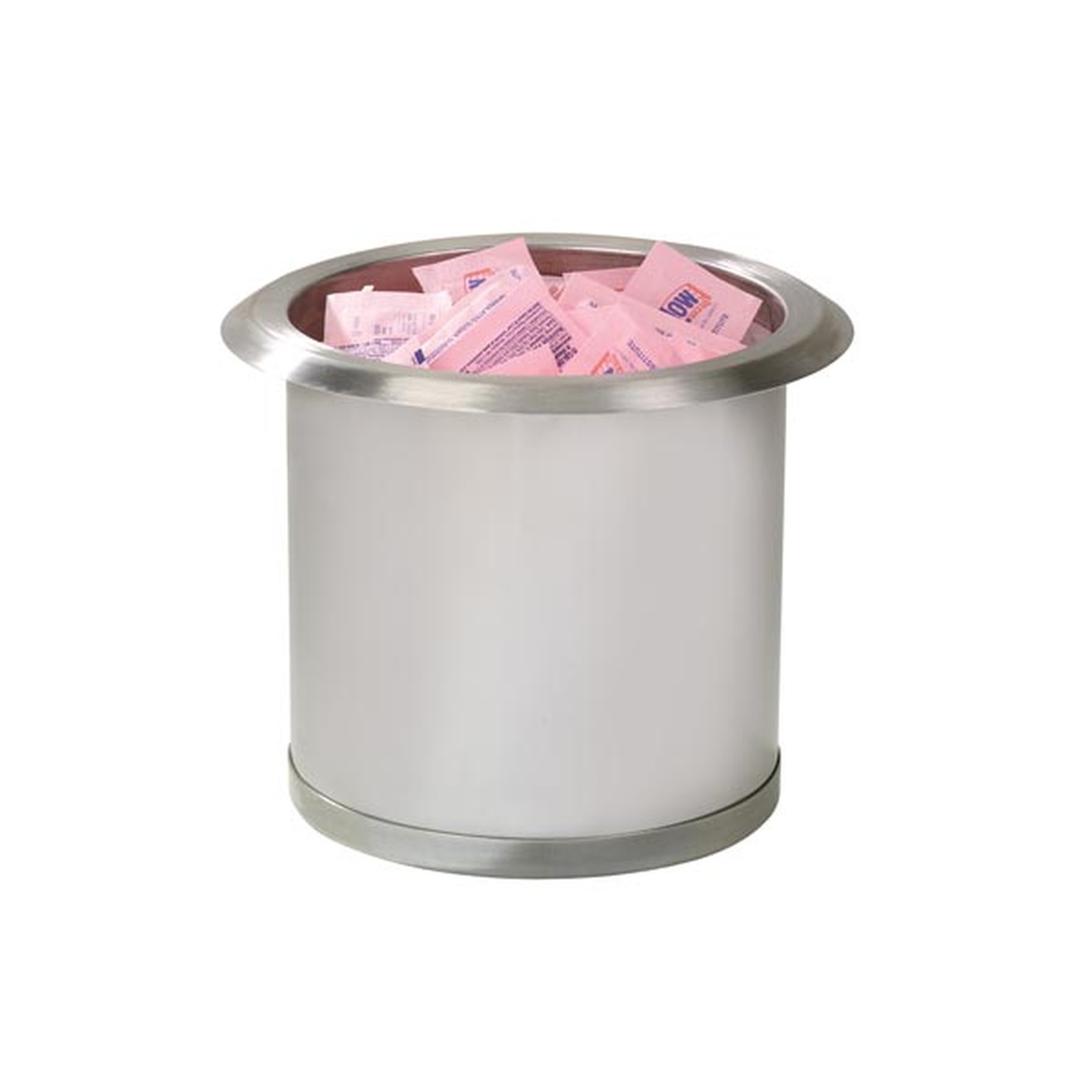 Dispense-Rite TCD-2 stainless steel drop-in condiment organizer filled with pink condiment packets