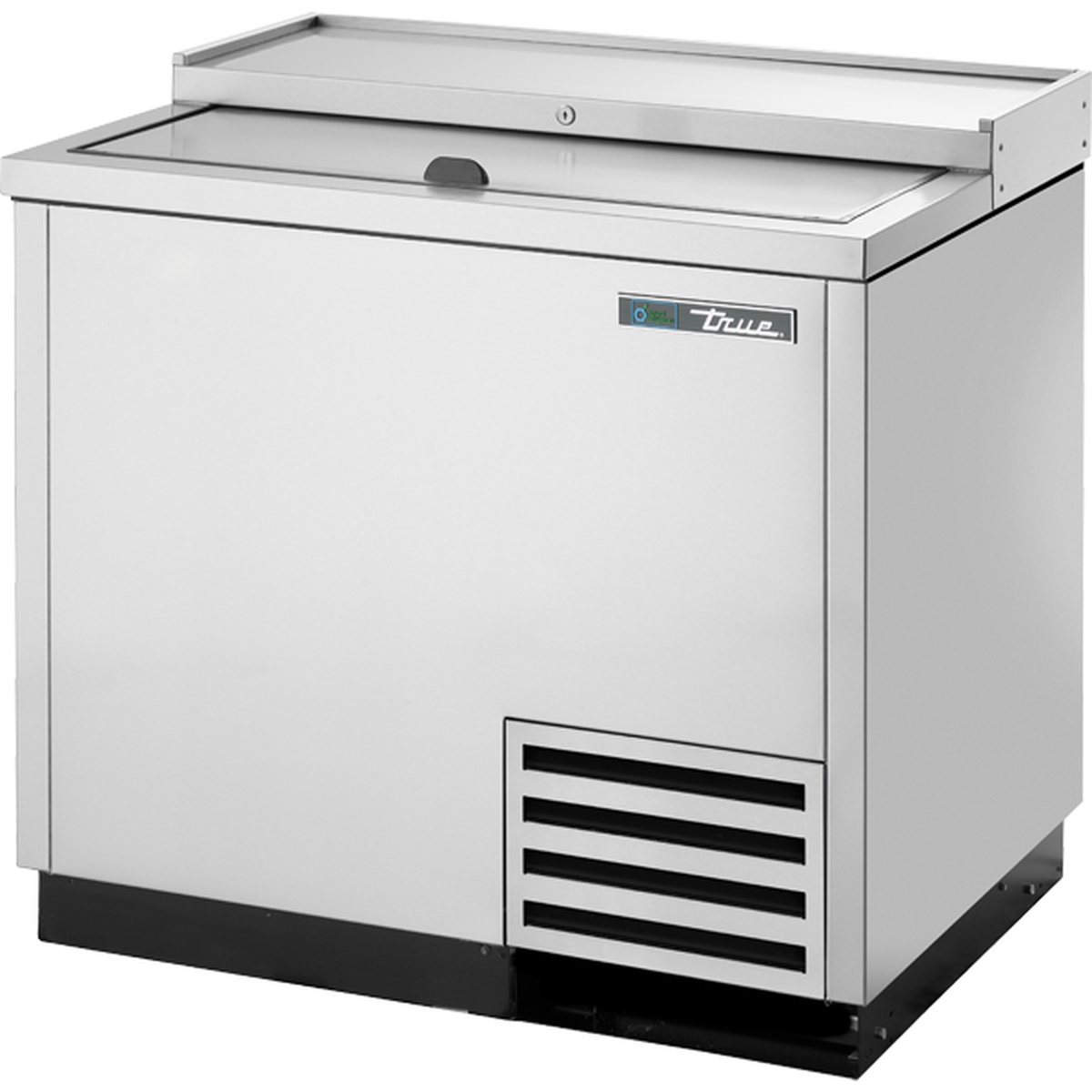 True TD-36-12-S-HC stainless steel deep well horizontal bottle cooler with solid slide lid and side ventilation