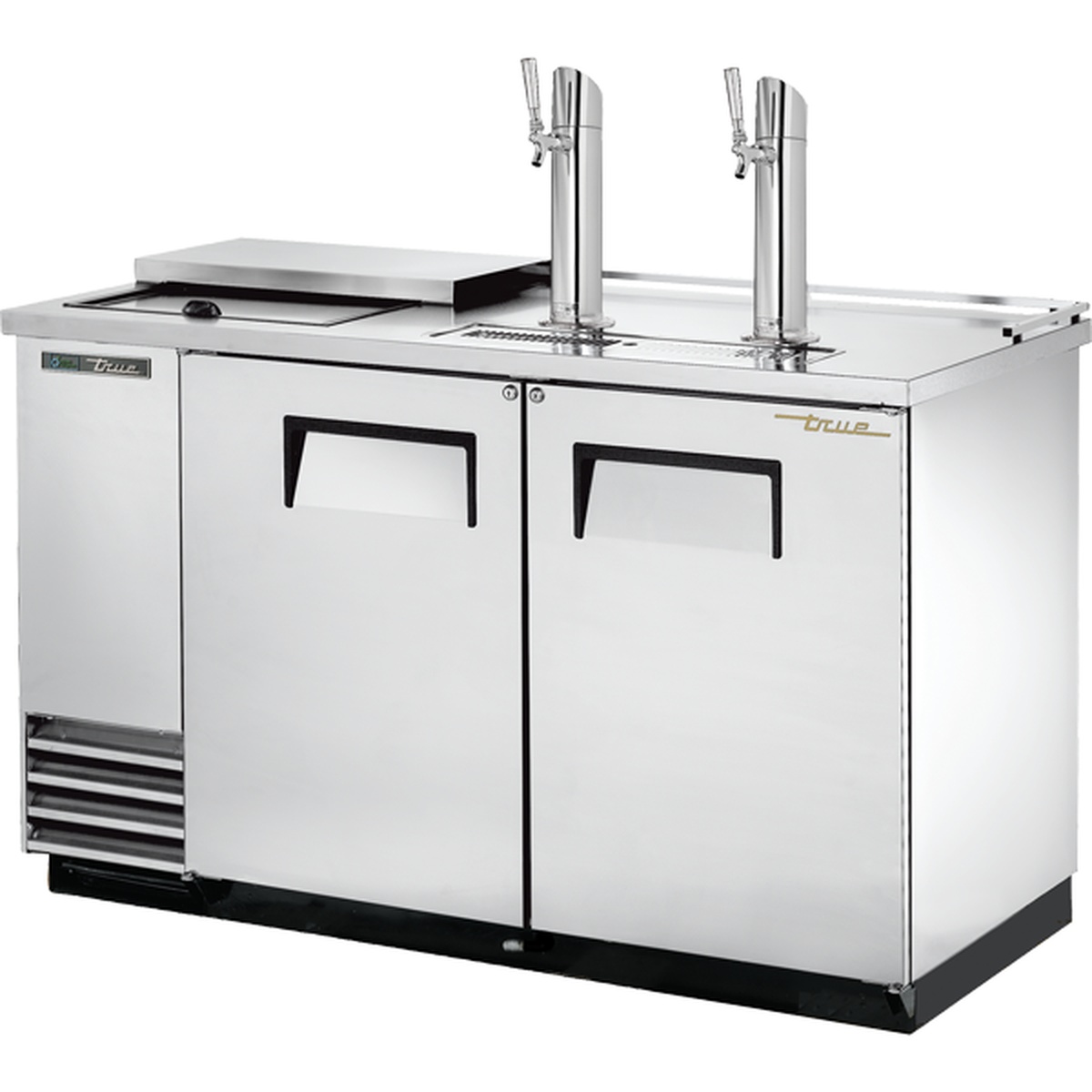 True TDD-2CT-S-HC stainless steel club top direct draw beer dispenser with two tap columns