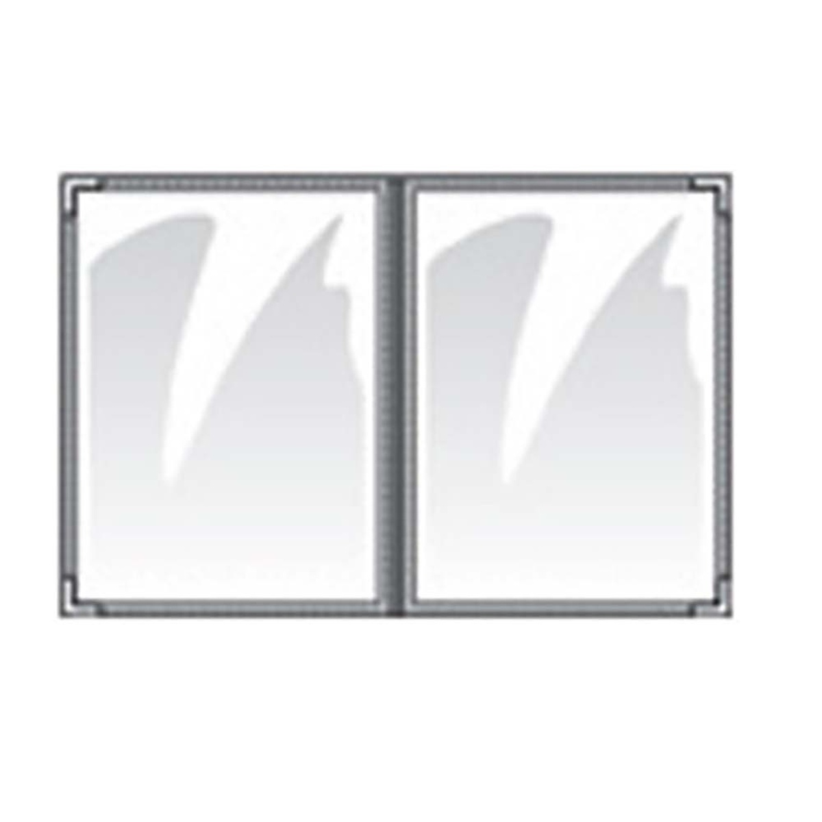 H. Risch TED menu cover open booklet showing two clear vinyl pages with double stitched binding