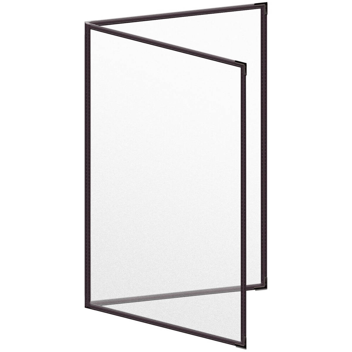 H. Risch TED Deluxe brown vinyl menu cover open to show two pocket panels with matte finish and brown leatherette trim