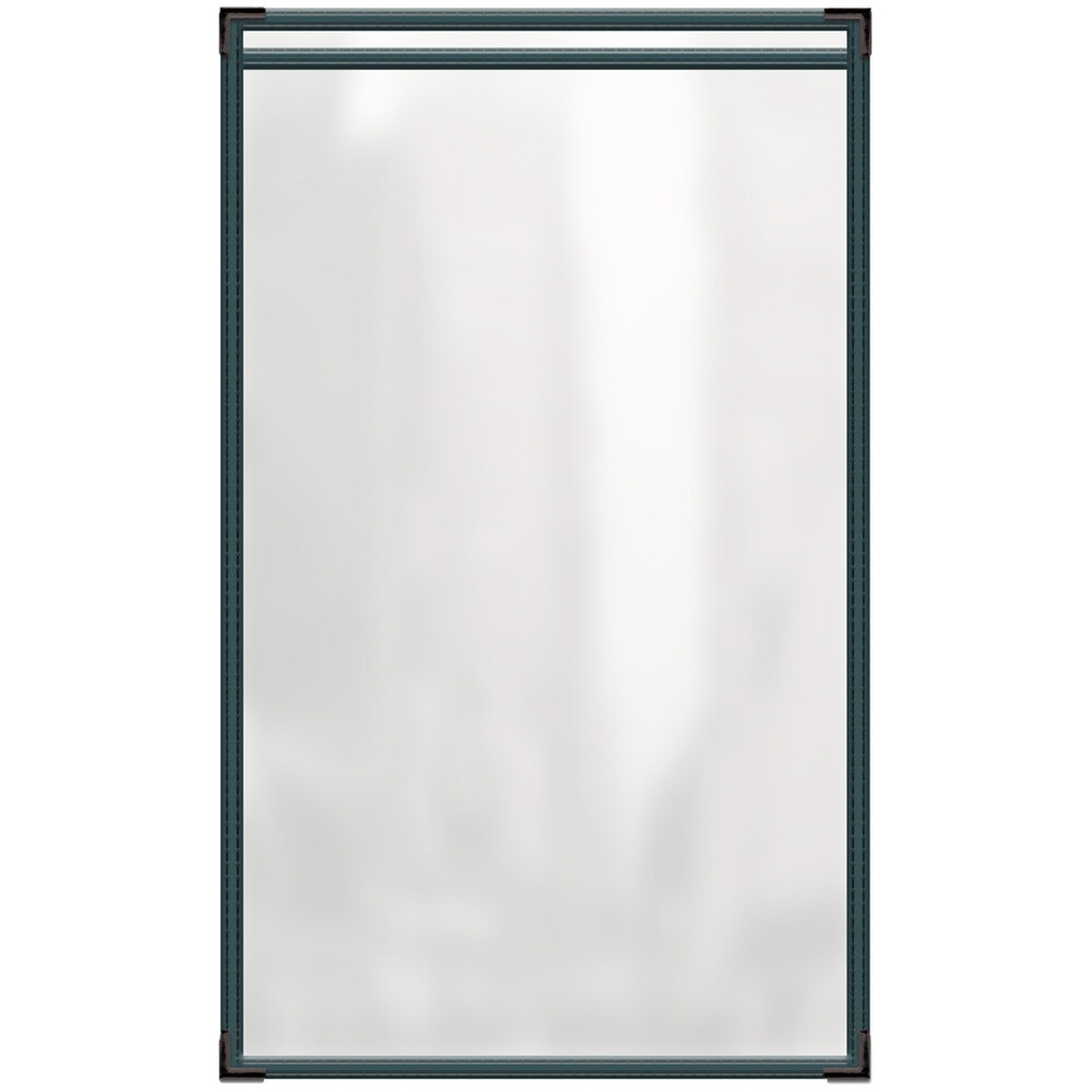 H. Risch TES Deluxe 8.5 x 14 green vinyl menu cover with black smooth metal corners and double-stitched leatherette trim