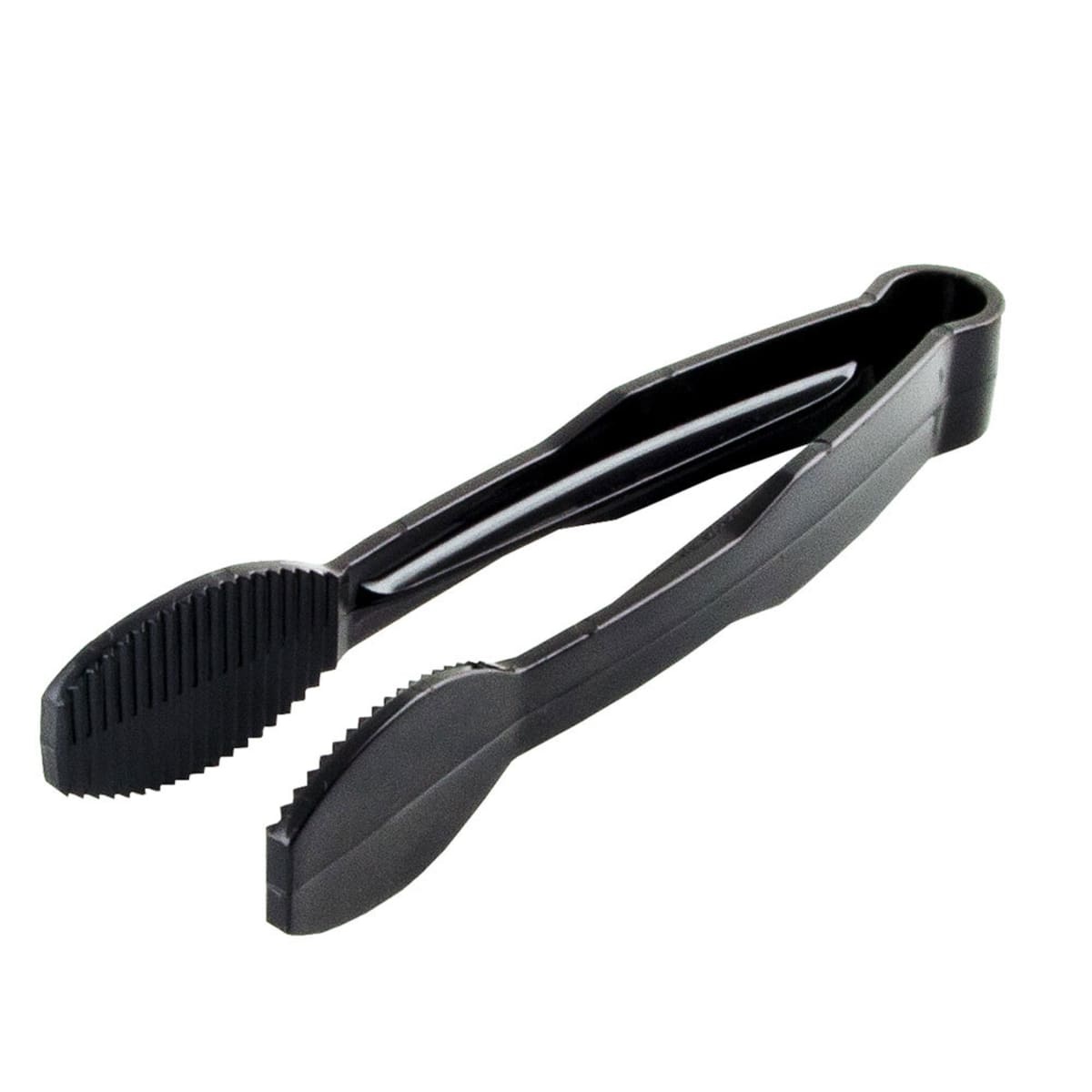 Cambro TG6110 6-inch black plastic serving tongs, full product view