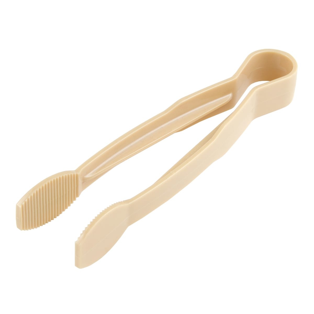 Cambro TG9133 beige 9-inch plastic serving tongs full product view on white background