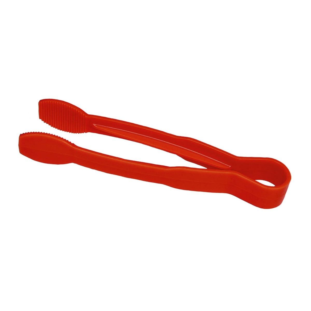 Cambro TG9404 9-inch red polycarbonate flat-grip utility tongs with ribbed ends
