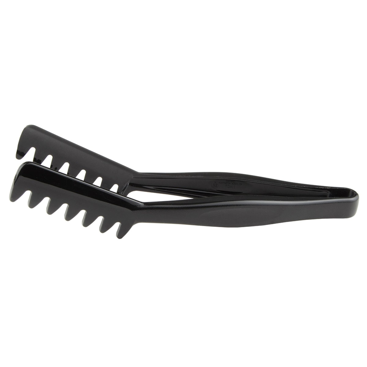 Cambro TGA11110 black angled tongs shown in side profile view