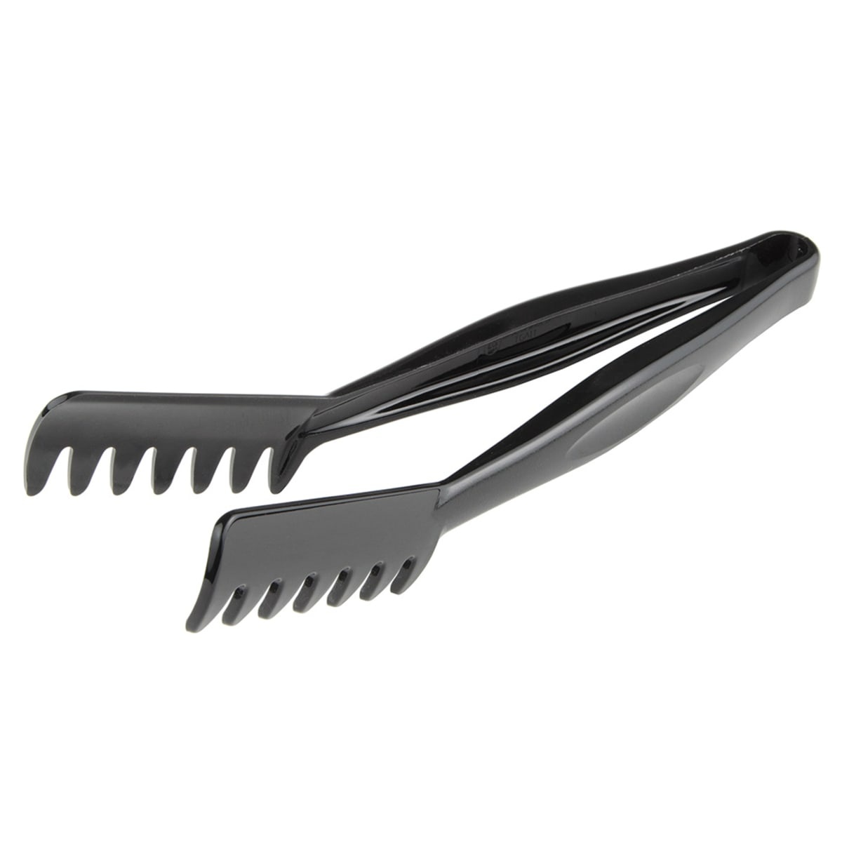 Cambro TGA11110 black plastic Lugano angled serving tongs, full product view