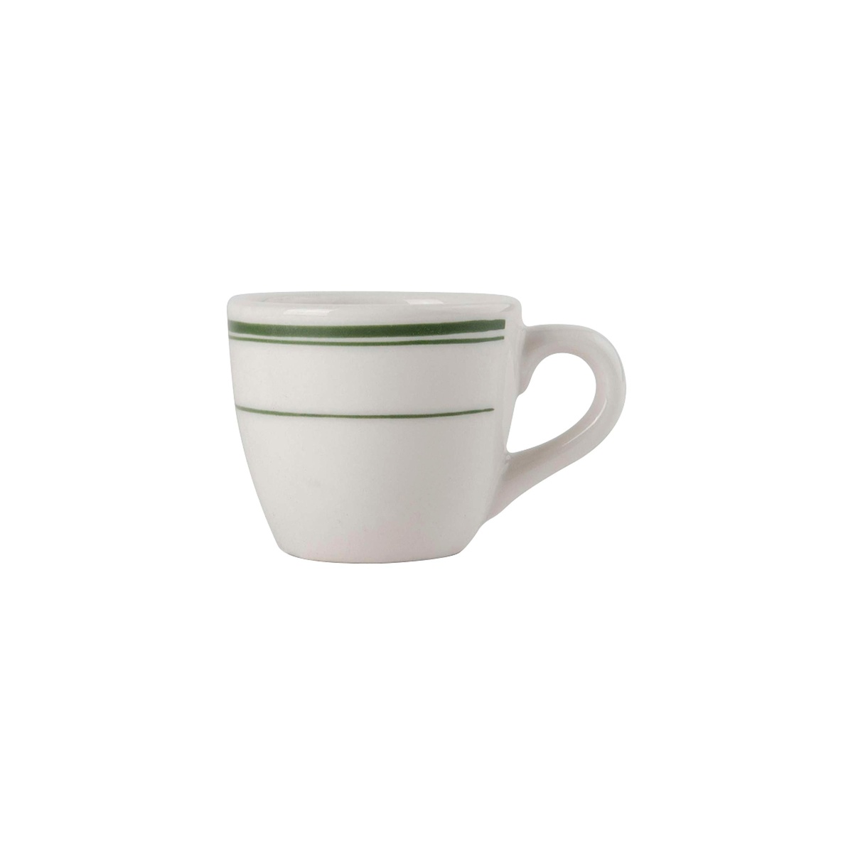 Tuxton TGB-035 Green Bay 3.5 oz. eggshell vitrified china espresso demitasse cup with green bands