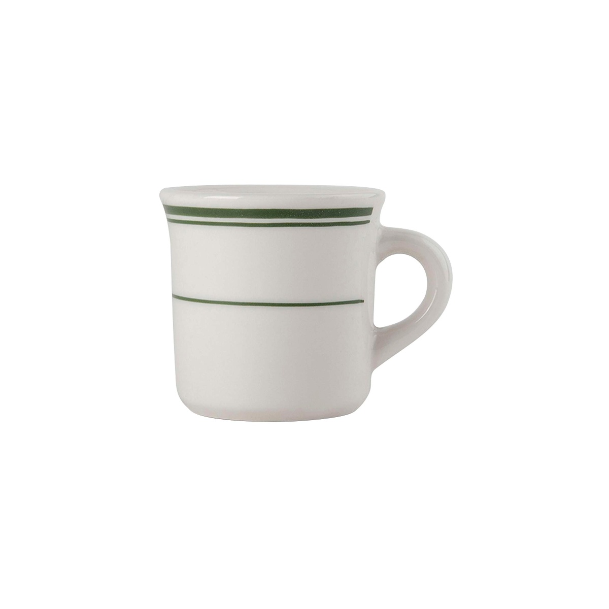 Tuxton TGB-038 Green Bay Canton Mug in eggshell with green bands, 9 oz