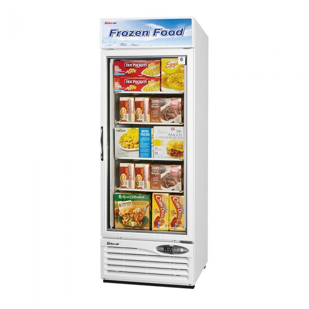 White Turbo Air glass door merchandiser freezer front view