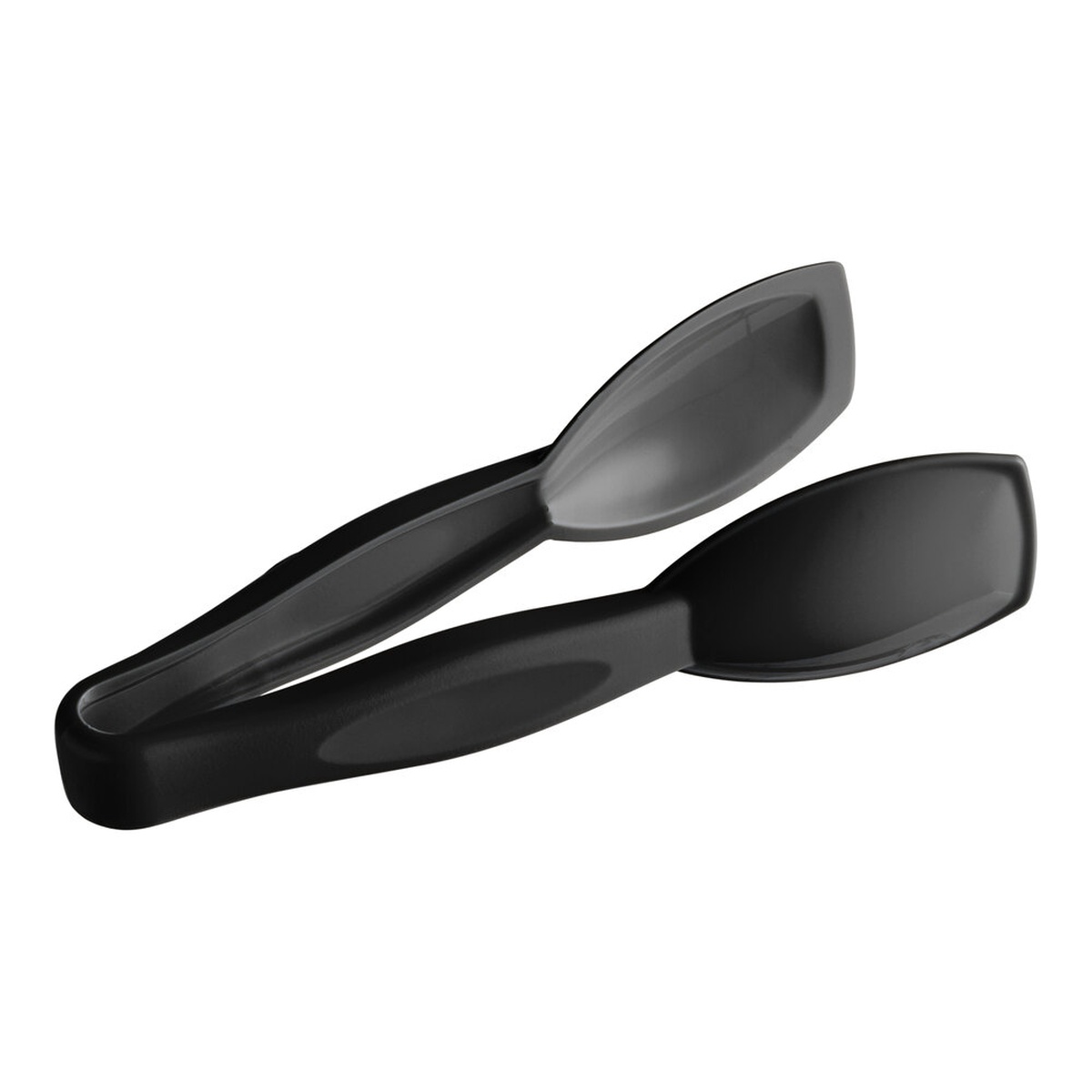 Cambro TGG6110 Lugano 6-inch black easy-grasp plastic tongs with dual spoon-like ends
