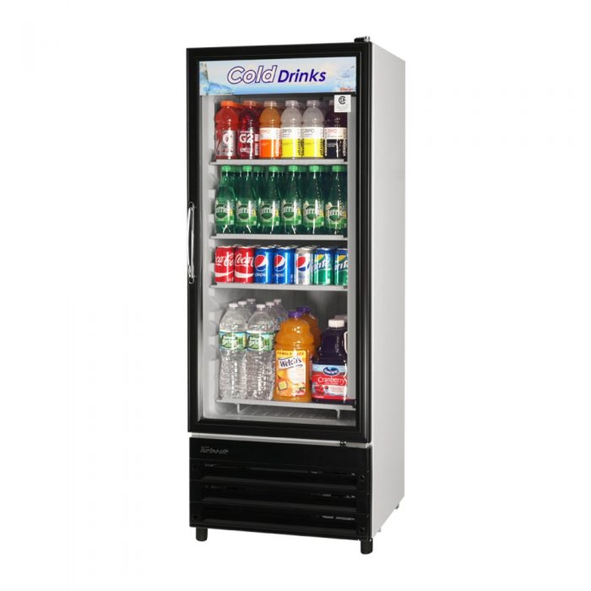 Turbo Air TGM-11RV-N6 glass door merchandiser refrigerator, front view