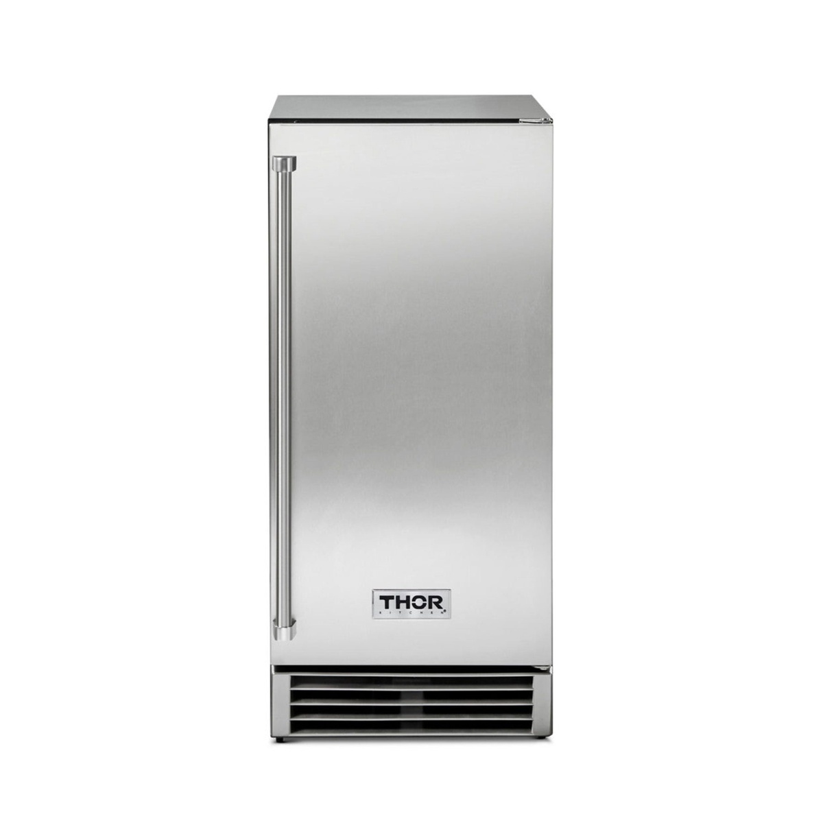 Thor Kitchen TIM1501 15-inch undercounter ice maker, front view with stainless steel door and pro handle closed