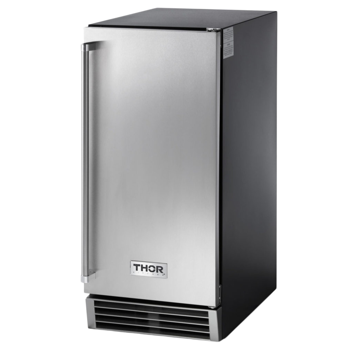 Thor Kitchen TIM1501 ice maker, angled front view showing stainless steel door and ventilation grille