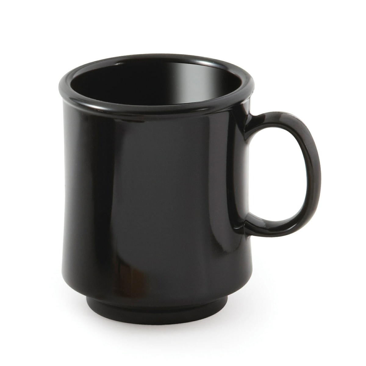 GET Enterprises TM-1308-BK black Tritan stacking mug with handle, glossy finish