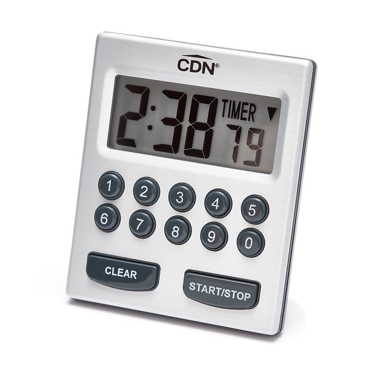 CDN TM30 direct entry digital kitchen timer front view showing large LCD display and numeric keypad
