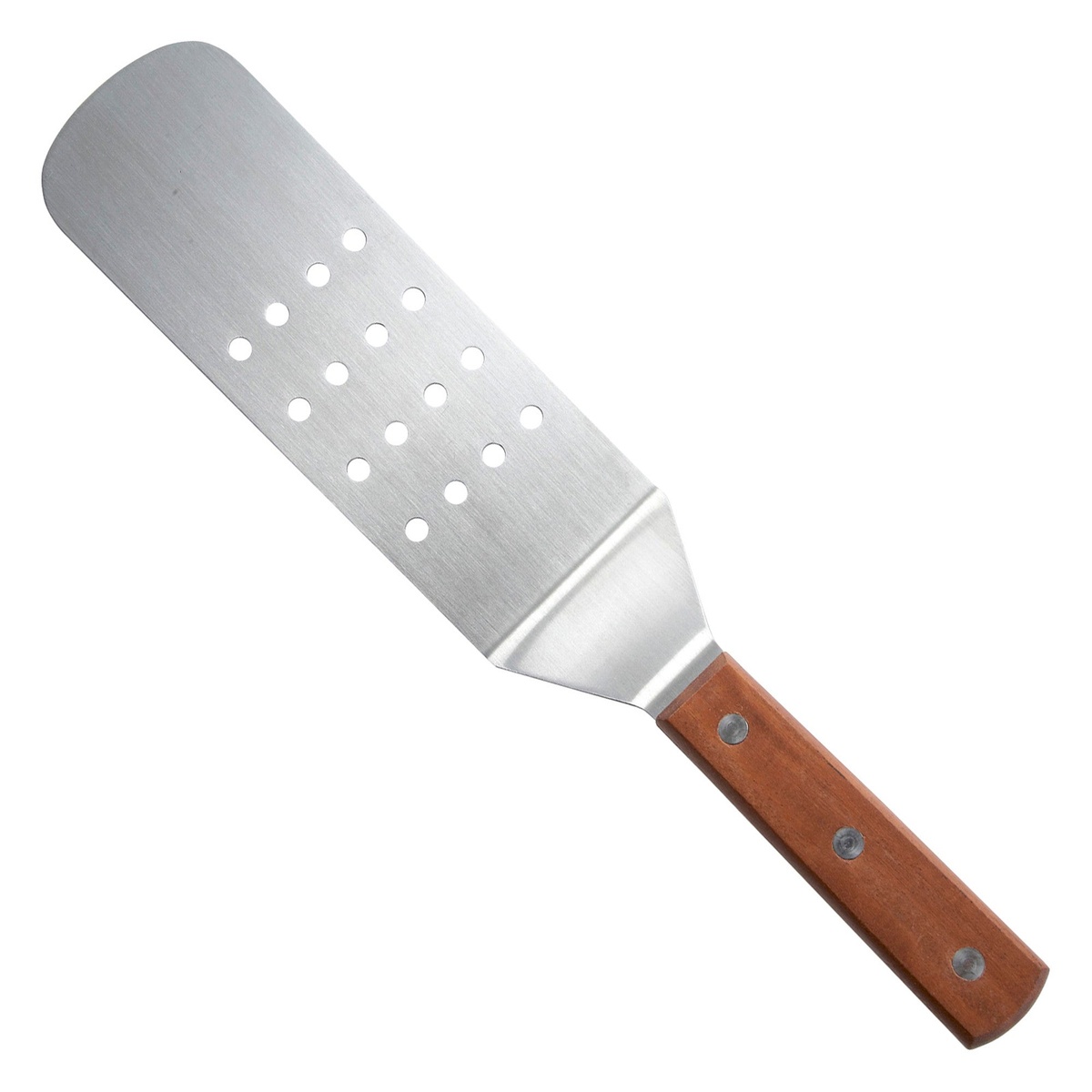 Winco TN409 perforated flexible turner with stainless steel blade and wooden handle