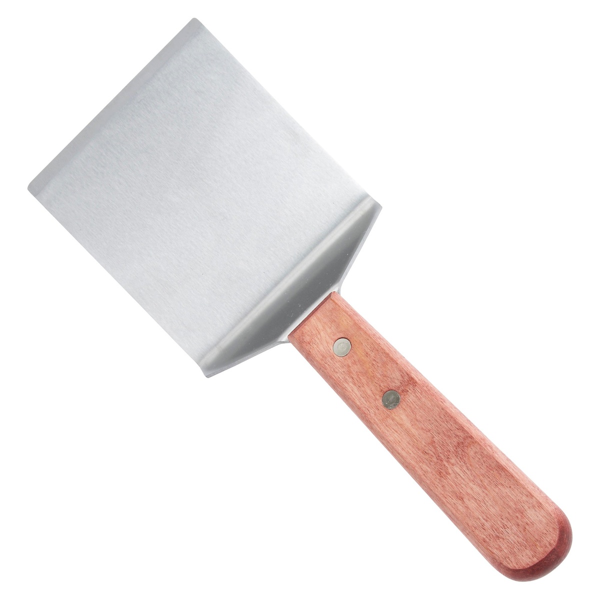 Winco TN46 steak and burger turner with stainless steel offset blade and wooden handle