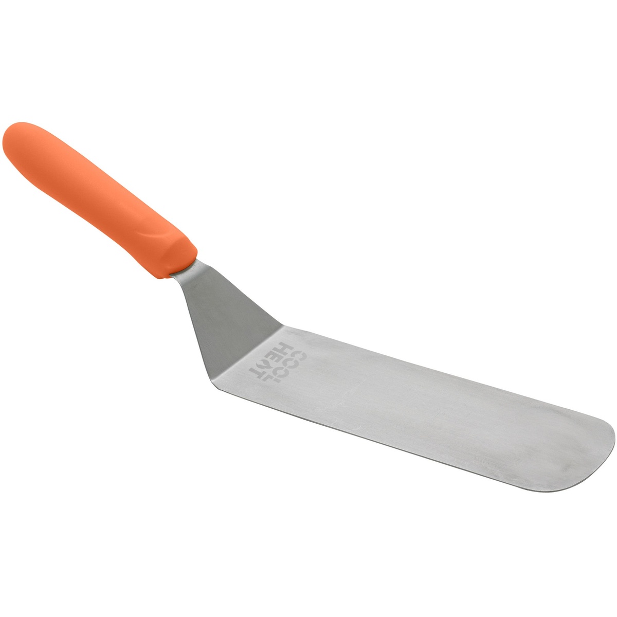 Winco TNH-90 Cool Heat flexible turner with orange nylon handle and stainless steel satin-finish blade