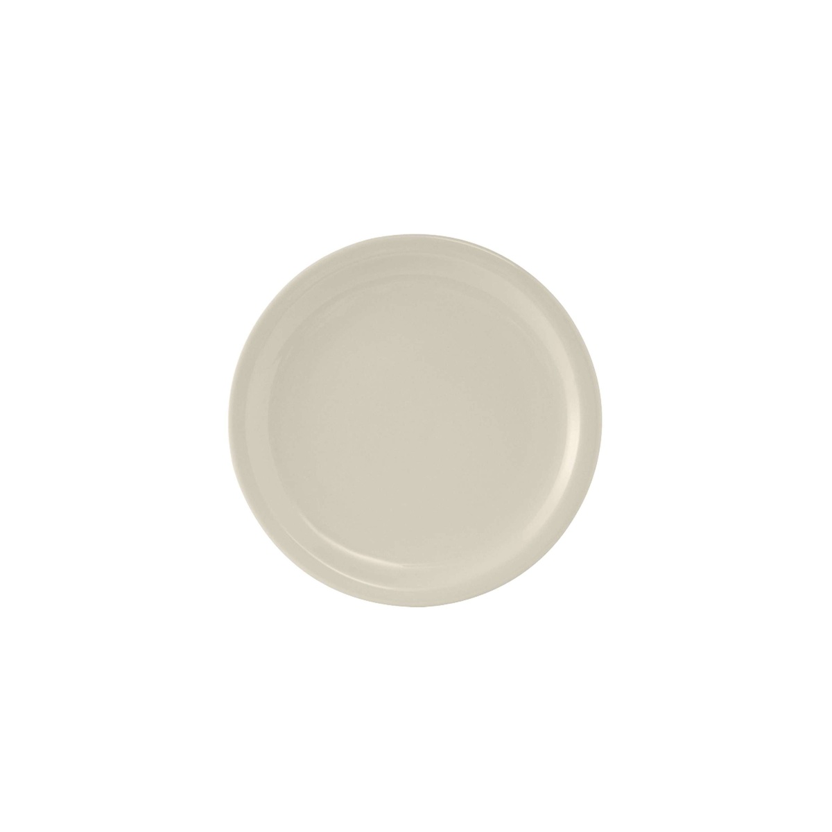 Tuxton Nevada eggshell narrow rim china plate, top-down view showing smaller size variant of the collection