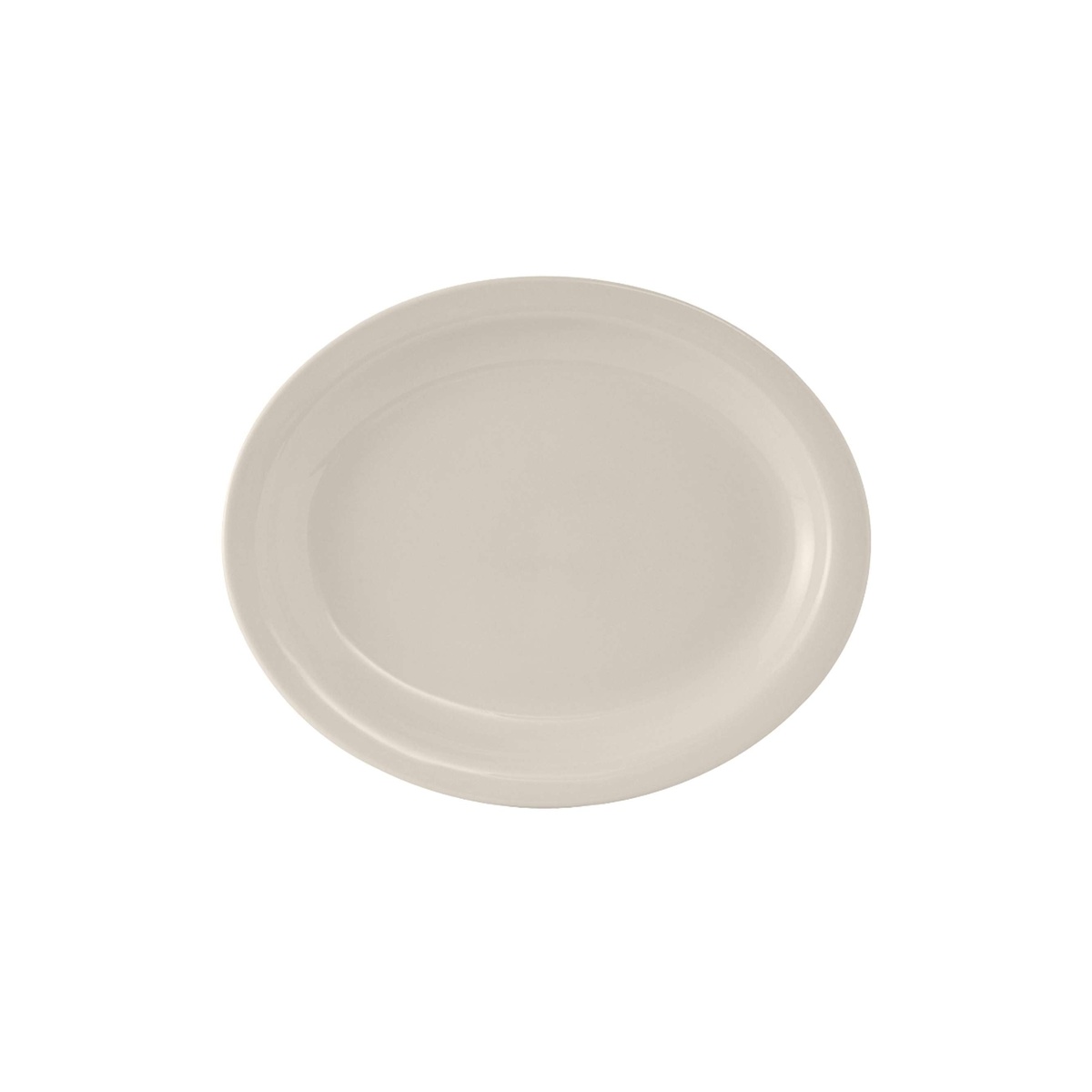 Tuxton Nevada medium eggshell oval china platter on white background