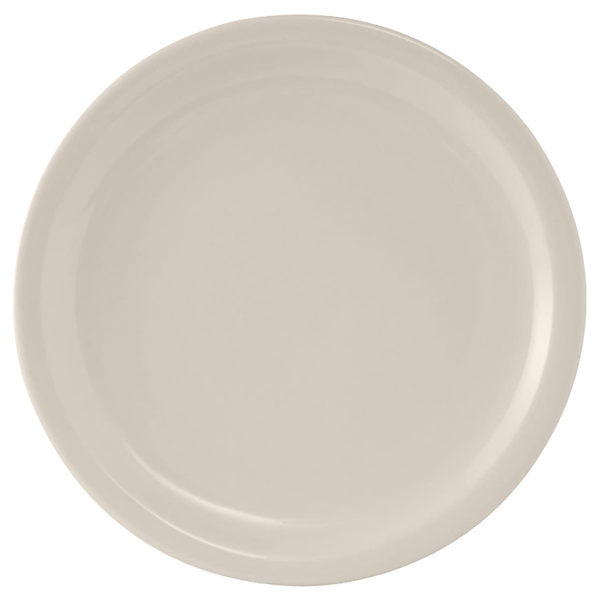 Tuxton TNR-022 8-1/8 inch round ceramic plate in American White/Eggshell with narrow rim, top view