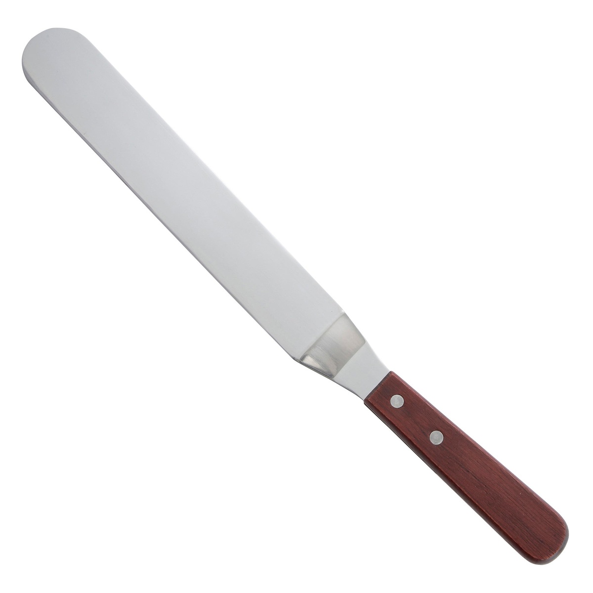 Winco TOS-9 offset bakery spatula with satin-finish stainless steel blade and wood handle