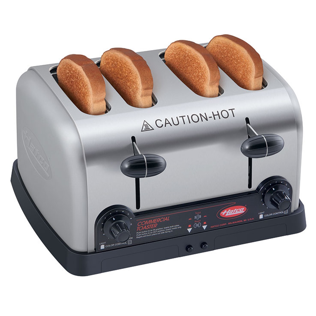 Hatco TPT-208-QS commercial pop-up toaster with four slices of bread in four slots