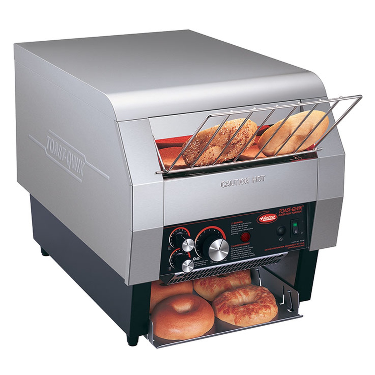 Hatco Toast-Qwik TQ-400 conveyor toaster with control panel and discharge area