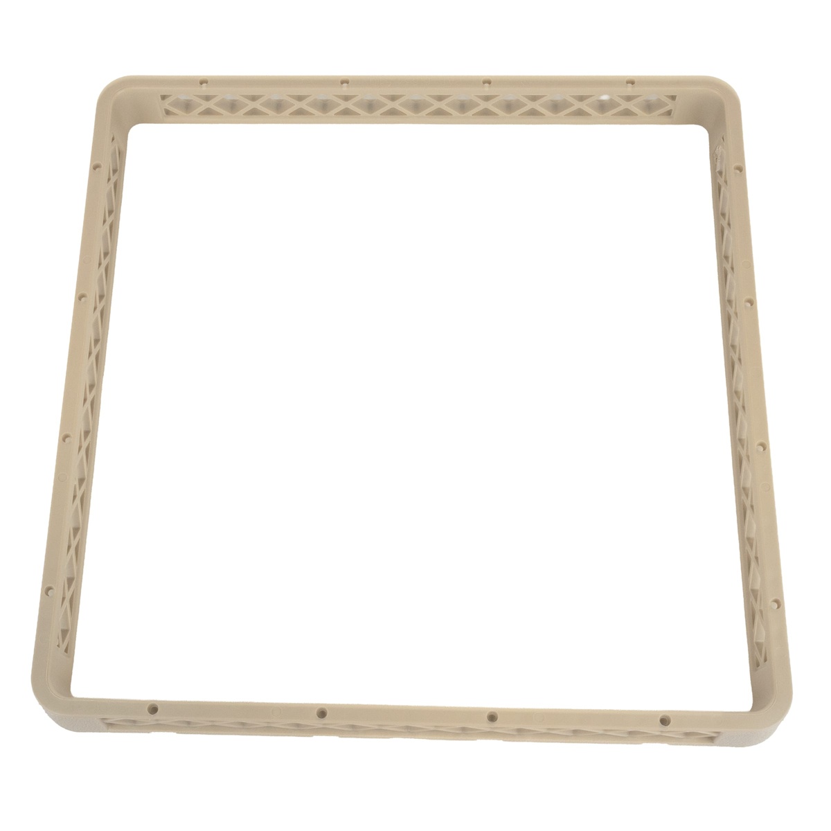 Top-down view of beige open-compartment Vollrath rack extender