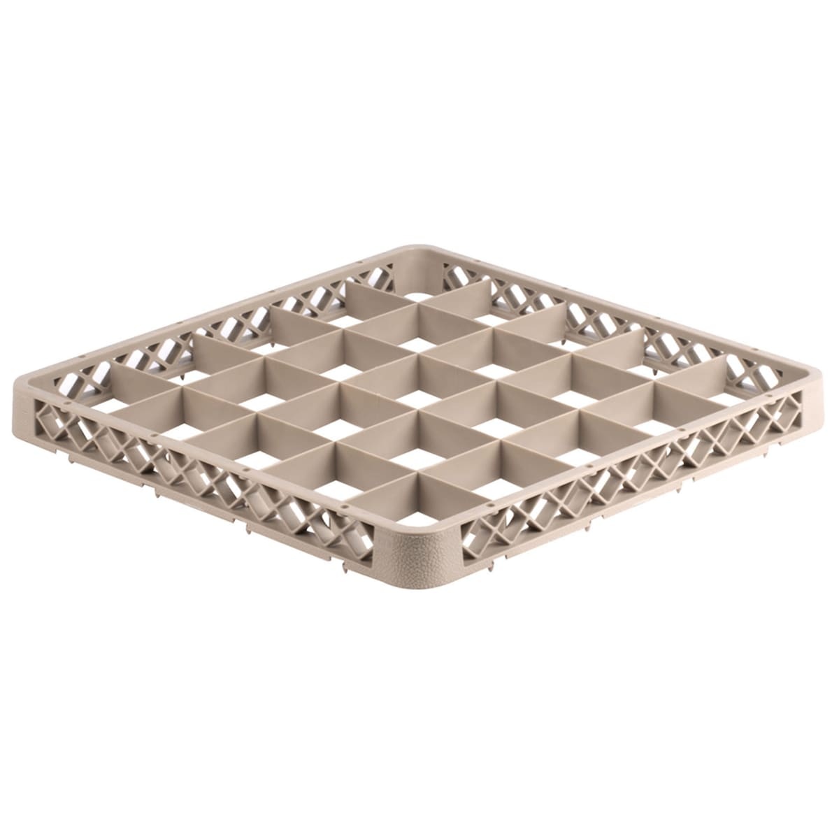 Beige full-size Vollrath TRB glass rack extender with 25 square compartments