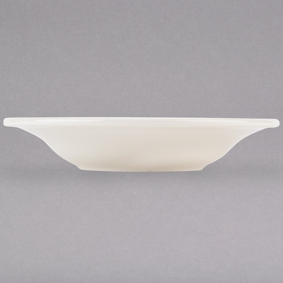 Tuxton TRE-003 rim soup bowl side profile showing low-profile rimmed shape
