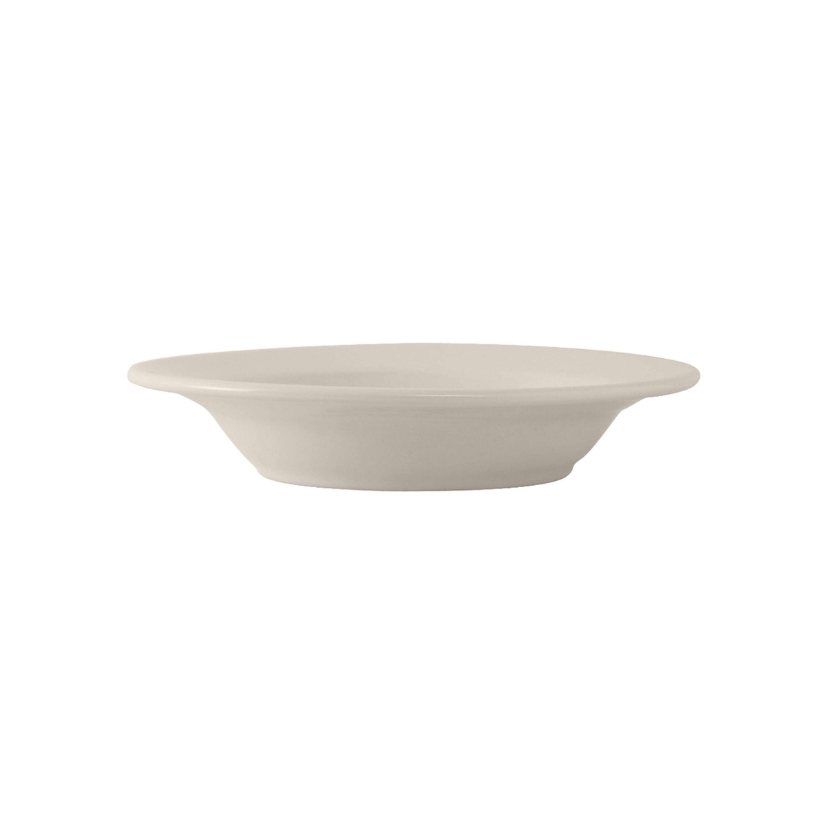 Tuxton Nevada Reno eggshell china pasta bowl, angled side view on white background