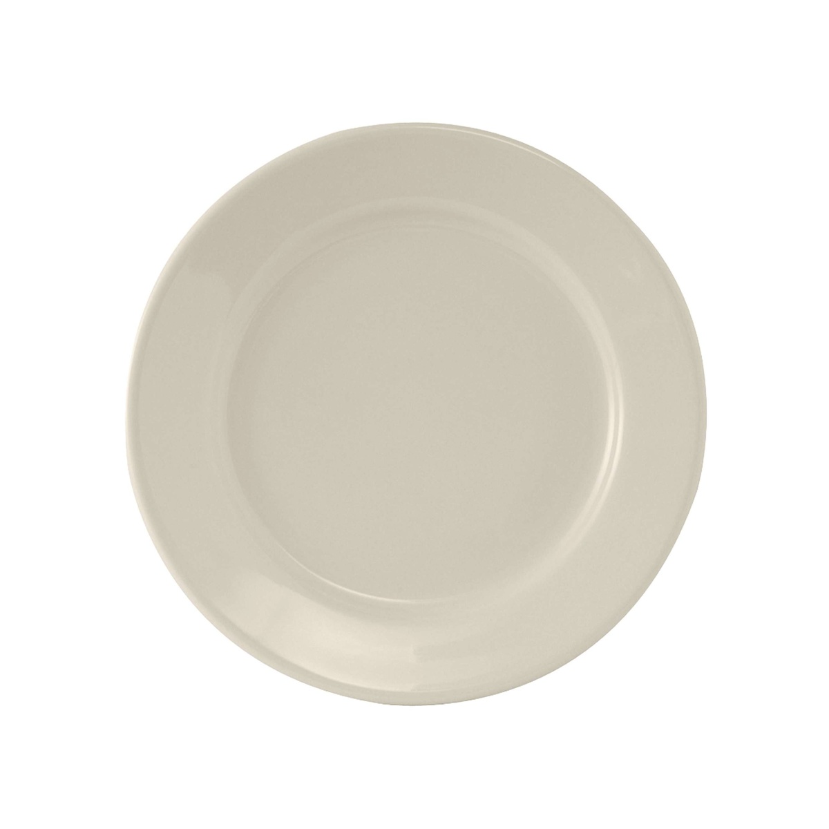Tuxton Reno series round eggshell plate shown from above on white background