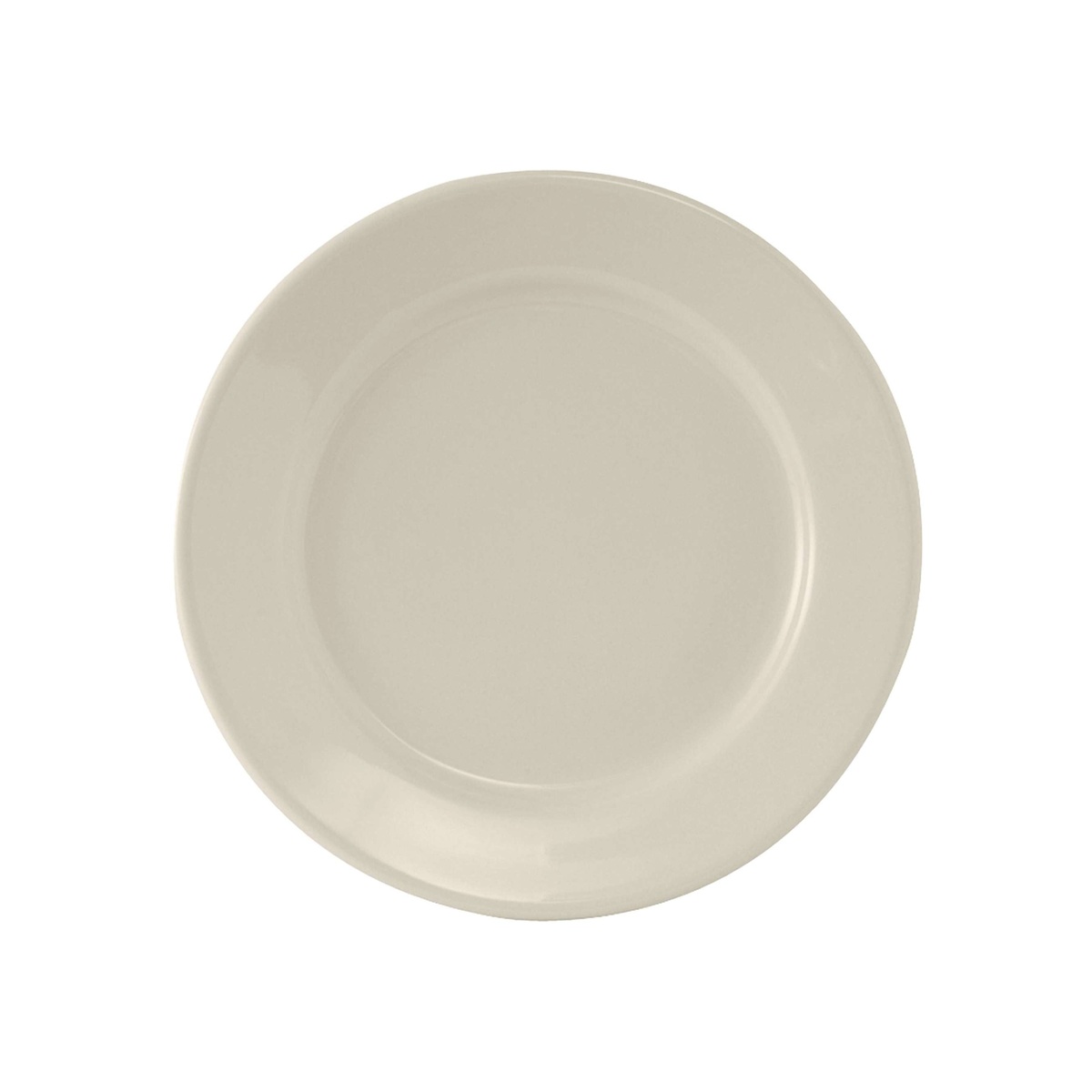 Tuxton Reno wide rim eggshell china plate displayed on white background