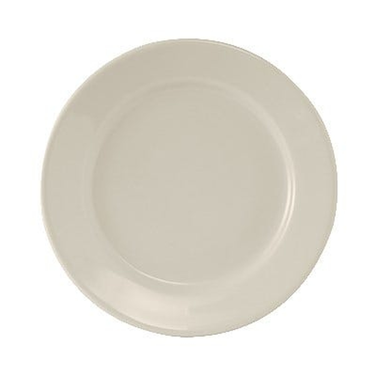 Tuxton TRE-022 8-3/8 inch round wide-rim plate, top-down view, American White/Eggshell finish