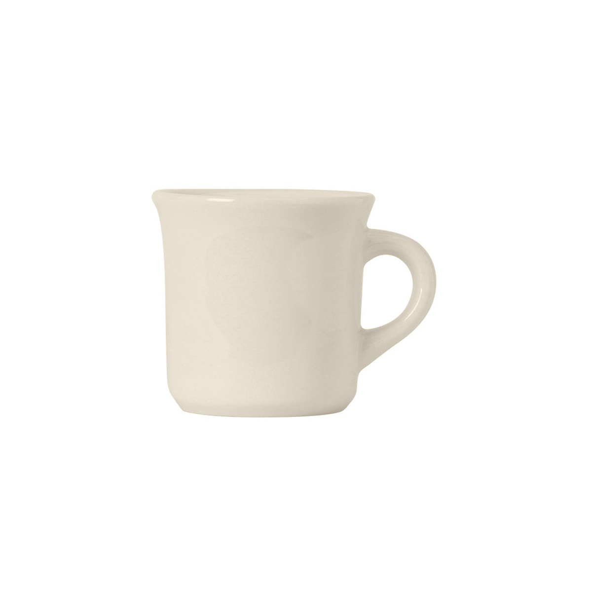 Tuxton TRE-038 Canton Mug in American White/Eggshell ceramic with ergonomic handle