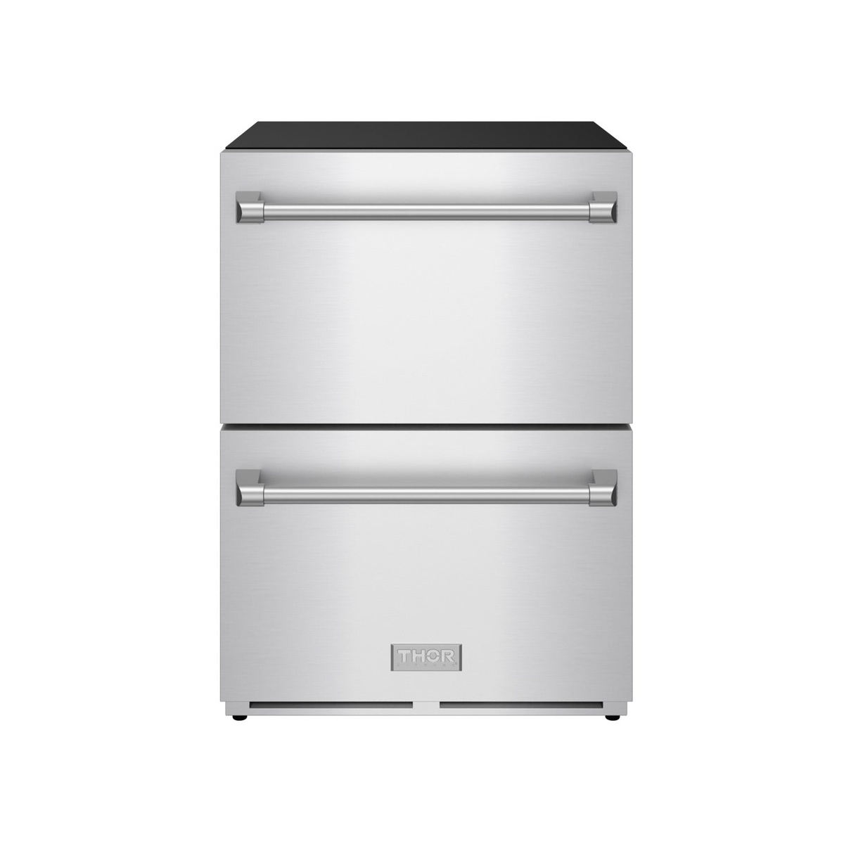 Thor Kitchen TRF24U 24-inch stainless steel double drawer refrigerator, front view with closed drawers
