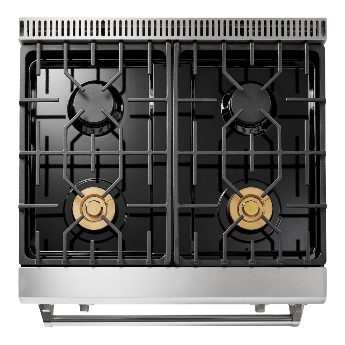 Top-down view of the 4-burner cooktop and grates