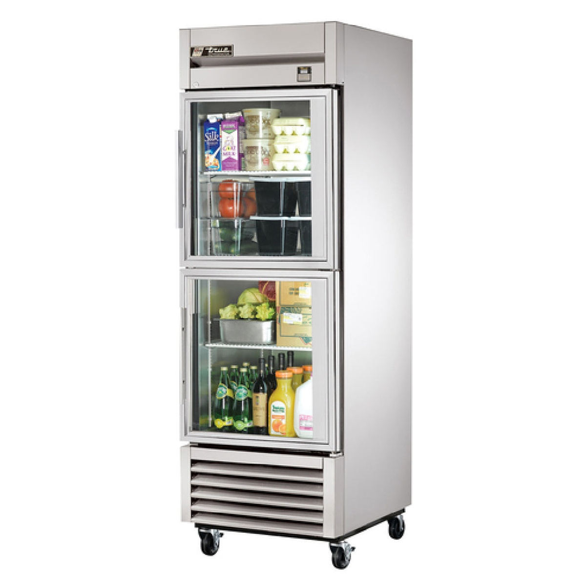 True TS-23G-2-HC~FGD01 stainless steel reach-in refrigerator with two framed glass half doors