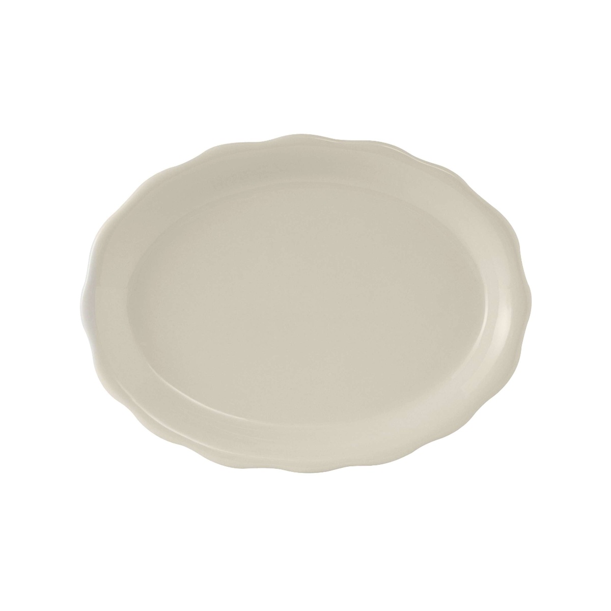 Tuxton Shell oval platter in eggshell color with scalloped edge