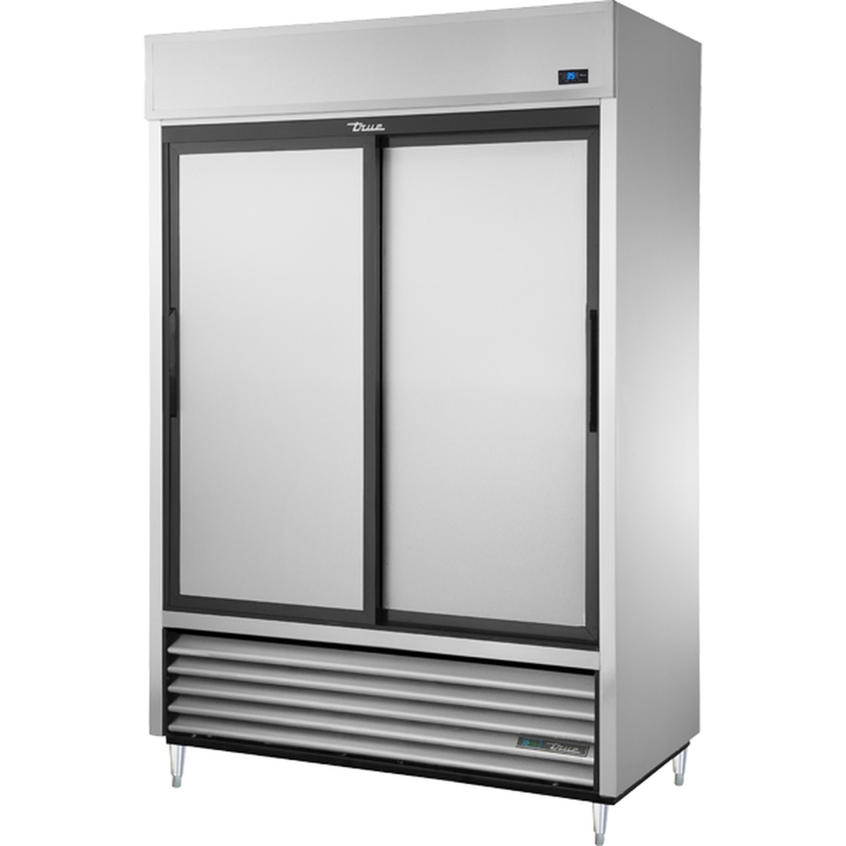 True TSD-47-HC two-section stainless steel sliding door reach-in refrigerator
