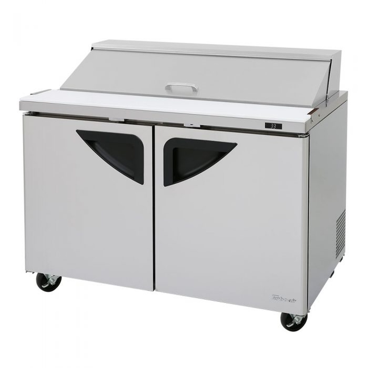 Turbo Air TST-48SD-N prep table with lid closed and two front doors