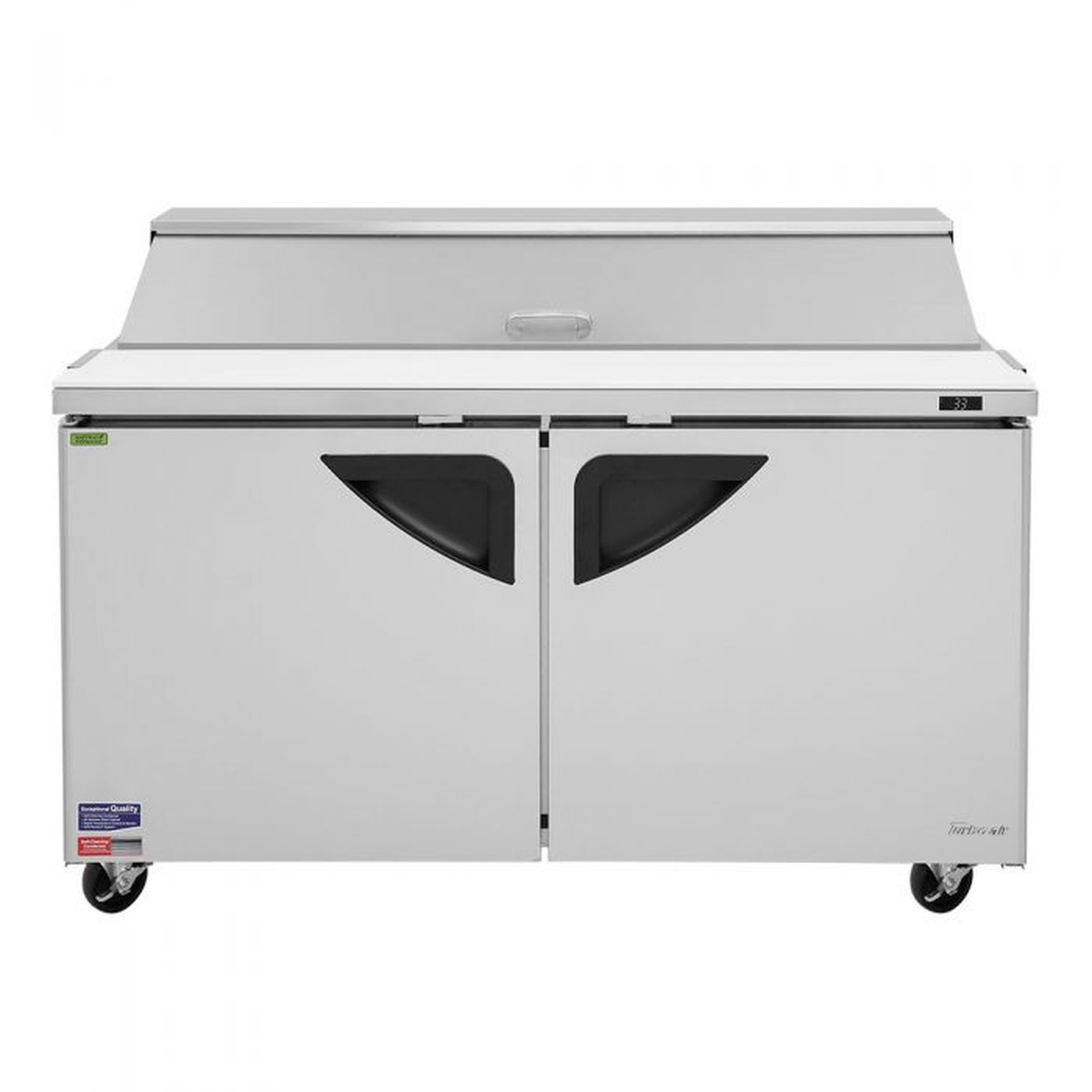 Turbo Air TST-60SD-N refrigerated prep table front view with lid closed