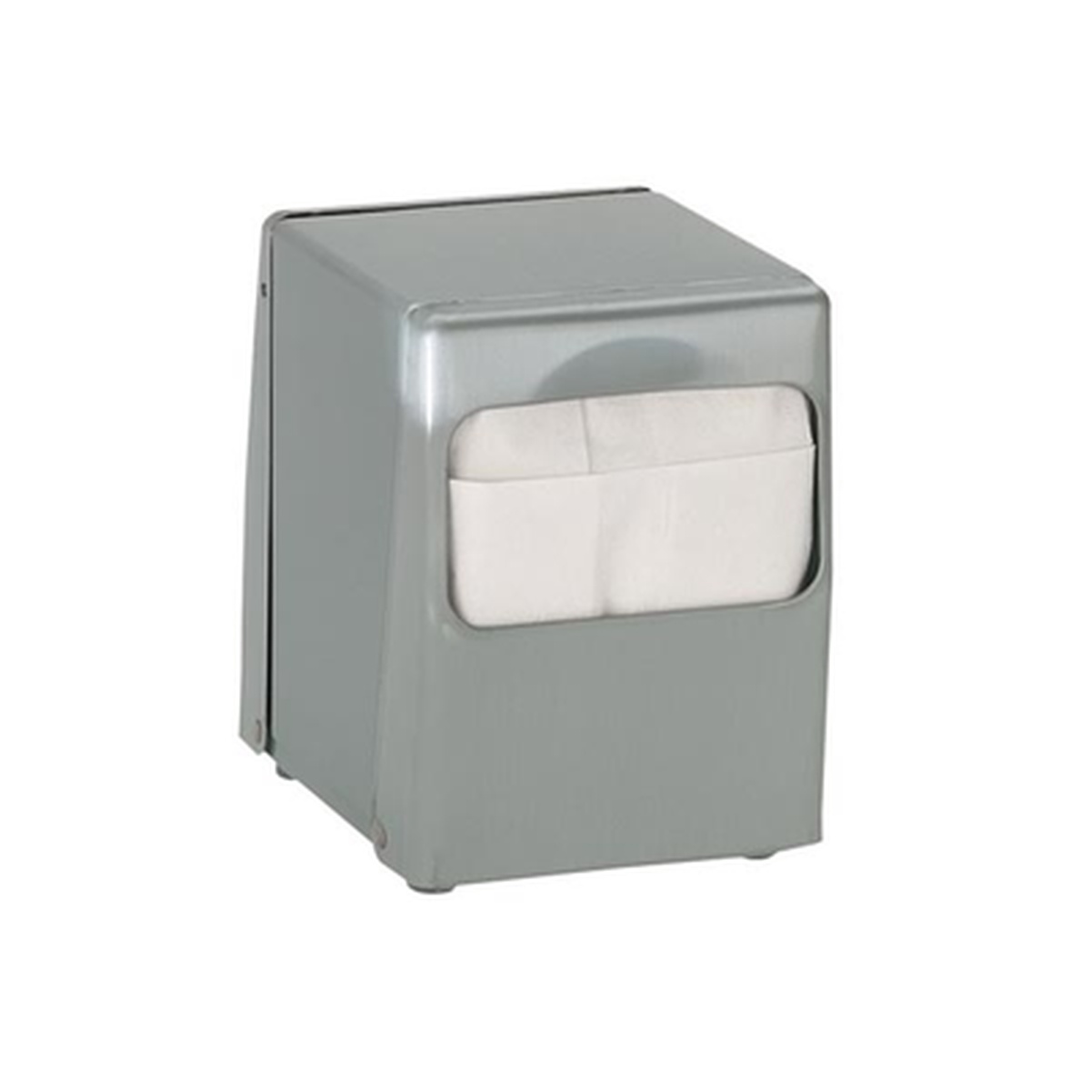 Dispense-Rite TT-LOW-BS brushed satin steel countertop low-fold napkin dispenser with napkins loaded