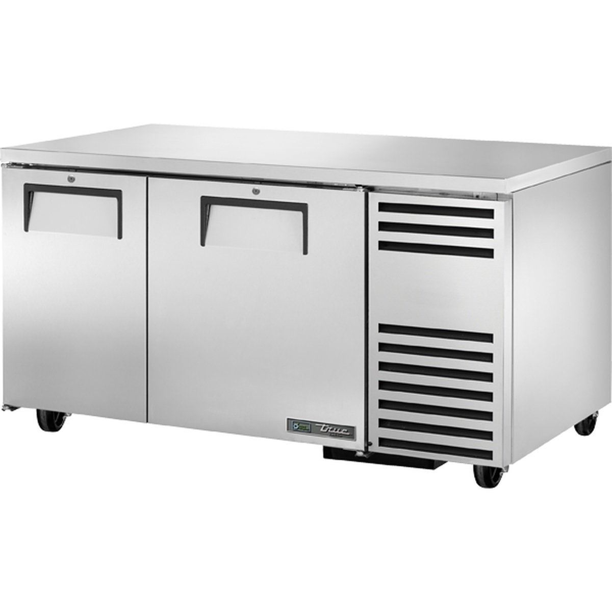 True Manufacturing TUC-60-32F-HC two-door stainless steel deep undercounter freezer with side-mounted refrigeration vents