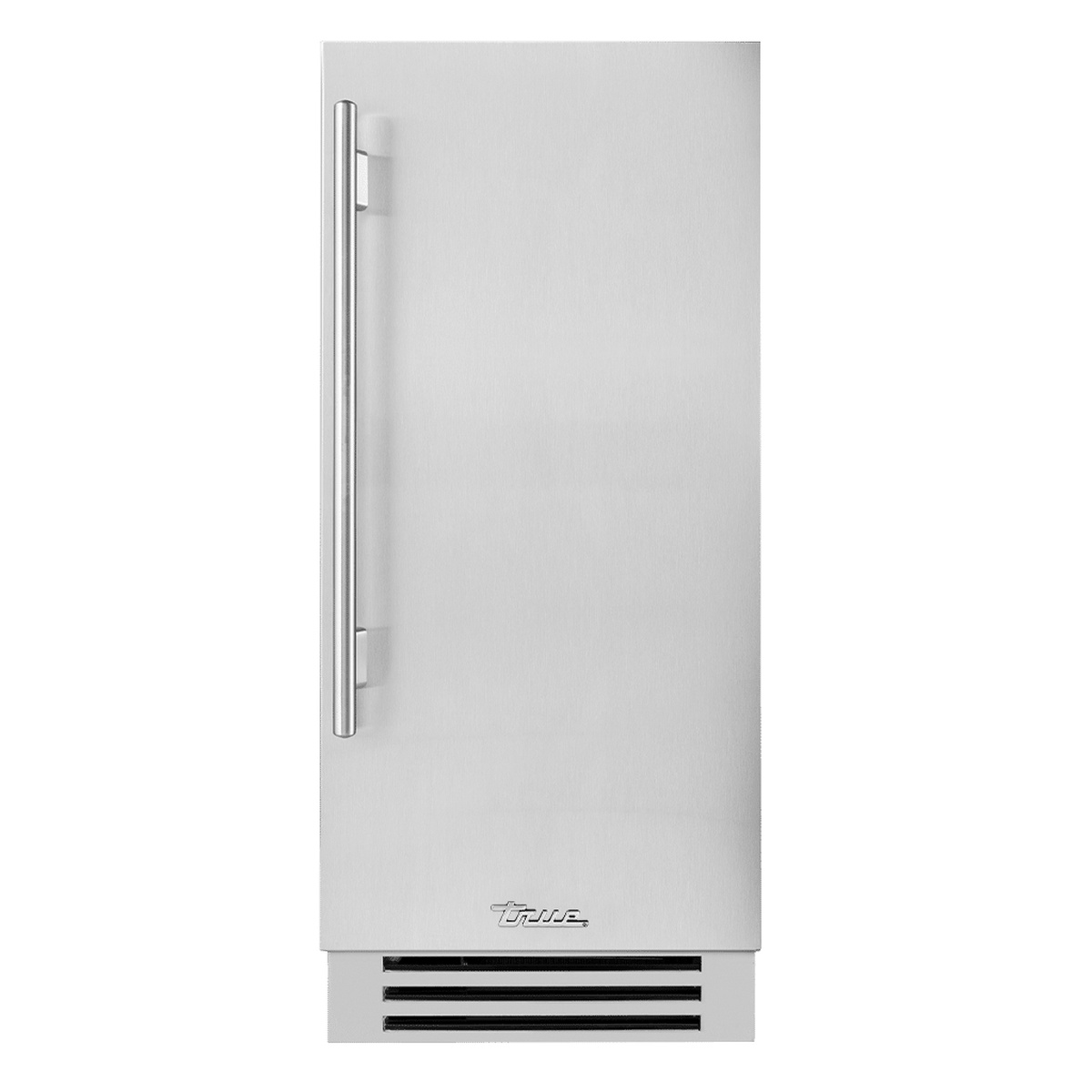 True Residential clear ice machine with integrated handle and vented toe kick